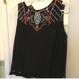 NEW black eyelet crop top with embroidery